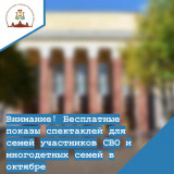 внимание! Бесплатные показы спектаклей для семей участников СВО и многодетных семей в октябре - фото - 1